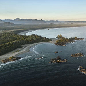 Canada, British Columbia, Pacific Rim National Park. Aerial view of Schooner Cove