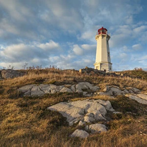 Canada, Nova Scotia, Louisbourg, Louisbourg Lighthouse, dusk