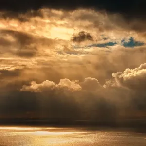 Canada, Nova Scotia, Wreck Cove. Storm clouds on Cabot Strait