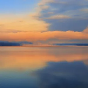 Canada, Ontario, Algonquin Provincial Park. Sunrise and fog on Lake of Two Rivers