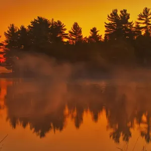 Canada, Ontario. Wanapitei River at sunrise