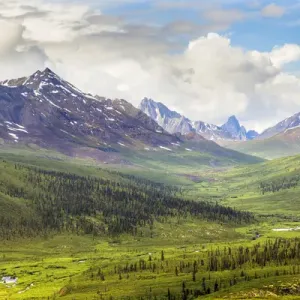 Canada, Yukon Territory. Landscape of Tombstone Range and North Klondike River. Credit as Canada, Yukon Territory. Landscape of Tombstone Range and North Klondike River. Credit as