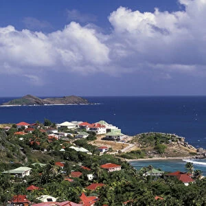 Caribbean, French West Indies, St. Barthelemy (St. Barts), Anse de Cayes. View of homes
