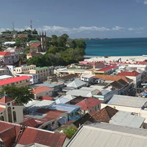 Caribbean, GRENADA, l St. Georges Public Market Area View from Parliament