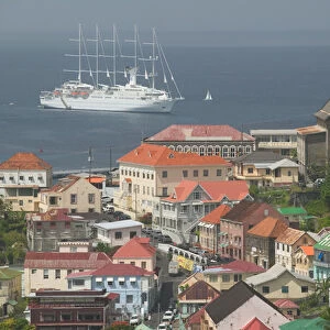 Caribbean, GRENADA-St. George s: Town & Harbor View with Lucas Street