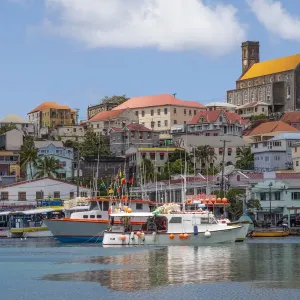 Caribbean Print: St. George's Boats in The Carenage Harbor Caribbean Print: St. George's Boats in The Carenage Harbor
