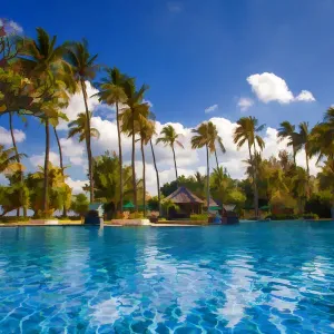 Caribbean, Puerto Rico, San Juan. Abstract of swimming pool