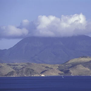 CARIBBEAN, St. Kitts Off shore view of Mount Liamuiga