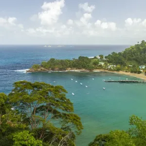 Caribbean, Tobago. Parlatuvier Bay and beach landscape. Credit as