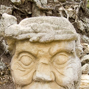 Carved sculptures of Stone at the Fabulous Maya ruins of Mayan Civilization in Copan