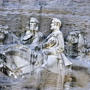 Carving of Stonewall Jackson, Robert E. Lee, and Jefferson Davis at Stone Mountain, Georgia