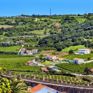 Castle Wals Countryside Farmland Medieval Town Obidos Portugal Castle Wals Countryside Farmland Medieval Town Obidos Portugal