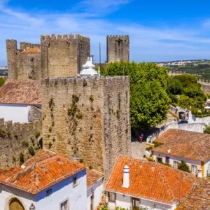 Castle Wals Turrets Towers Medieval Town Obidos Portugal Castle Wals Turrets Towers Medieval Town Obidos Portugal