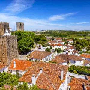 Castle Wals Turrets Towers Medieval Town Obidos Portugal Castle Wals Turrets Towers Medieval Town Obidos Portugal