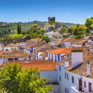 Castle Wals Turrets Towers Medieval Town Obidos Portugal Castle Wals Turrets Towers Medieval Town Obidos Portugal