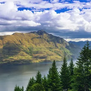 Cecil Peak above Lake Wakatipu, Queenstown, Otago, South Island, New Zealand Cecil Peak above Lake Wakatipu, Queenstown, Otago, South Island, New Zealand