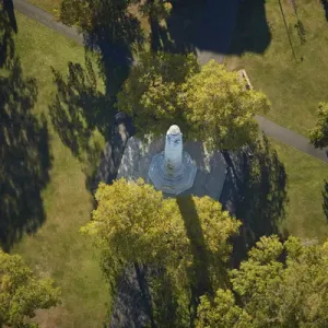 Cenotaph, Queens Gardens, Dunedin, Otago, South Island, New Zealand - aerial Cenotaph, Queens Gardens, Dunedin, Otago, South Island, New Zealand - aerial