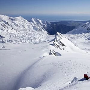Centennial Hut, above Franz Josef Glacier, West Coast, South Island, New Zealand - aerial