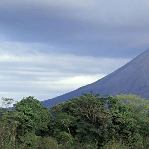 Central America, Costa Rica, Arenal Volcano. Rainforest beneath Arenal (erupting