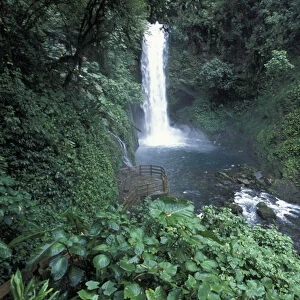 Central America, Costa Rica, La Paz Waterfall Gardens. Magia Blanca Falls along Rio