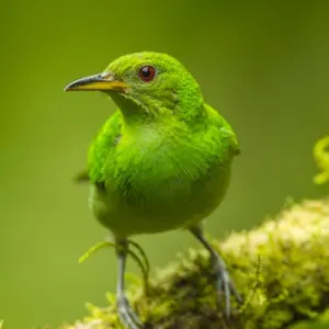 Central America, Costa Rica, Sarapiqui River Valley. Green honeycreeper bird on limb