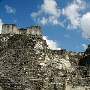 Central America, Guatemala, Petan jungle, Tikal National Park. Main Plaza. Ruins of Classic Period