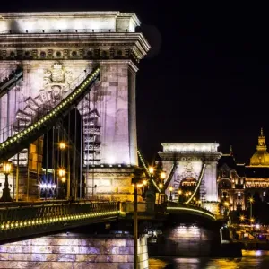 Budapest Chain Bridge Danube River Reflection Print