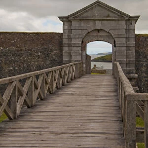 Charles Fort wood blanked walkway into the 17th Century fort outside of Kinsale with