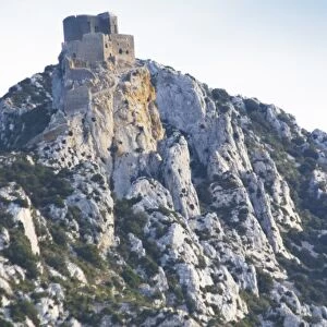Chateau de Queribus. Chateau de Peyrepertuse. Hilltop Cathar fortification. Les Pays