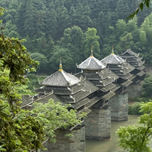 Chengyang Wind and Rain Bridge, is surrounded by Dong Villages, Sanjiang Dong Minority