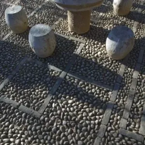 CHINA, Yunnan Province, Lijiang. Old Town, Stone Table at the Mu Family Mansion CHINA, Yunnan Province, Lijiang. Old Town, Stone Table at the Mu Family Mansion