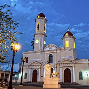 Cienfuegos Cuba Immaculate Conception Cathedral church at night exposure