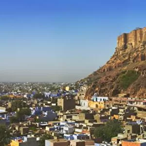 Cityscape of the Blue City with Meherangarh, the Majestic Fort, Jodhpur, Rajasthan, India