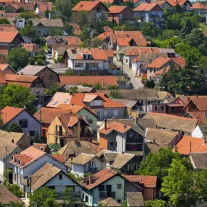 Cityscape of red roof houses, Sremski Karlovci, Serbia
