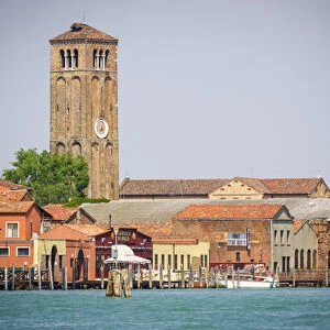 Clocktower and docks, Murano, Veneto, Italy