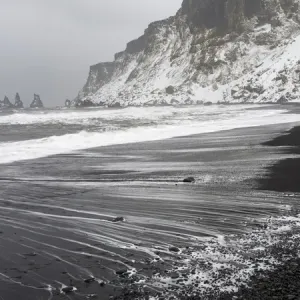 Coast of the North Atlantic near Vik y Myrdal during winter