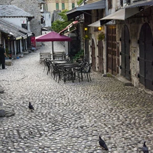 Cobblestone street in the old town, Mostar, Bosnia and Herzegovina