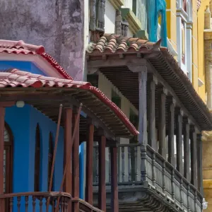 Colonial houses in the old town, Cartagena, UNESCO World Heritage Site