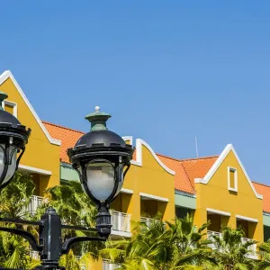 Colorful buildings, architecture in capital city Willemstad, Curacao