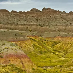 Colorful hills; Badlands Loop Road; Badlands National Park; South Dakota; USA