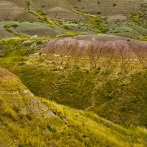 colorful hills; early autumn; Badlands Loop Road; Badlands National Park; South Dakota