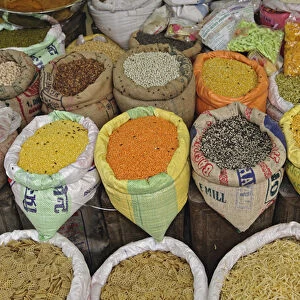 Colorful spices at the vegetable market, Udaipur, India