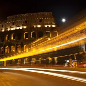 Colosseum Modern Street Abstract Night Moon Time Lapse Rome Italy Built by Vespacian