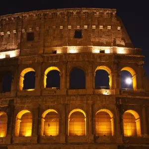 Colosseum Moon in the Window Close Up Details Rome Italy Built by Vespacian Resubmit--In