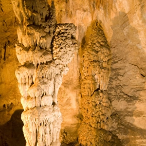 Column formations in the 8. 2-acre Big Room cave, 750 feet into the Earth, Carlsbad