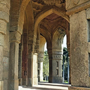 Columns on tomb of Mohammed Shah, Lodhi Gardens, New Delhi, India