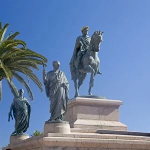 Corsica. France. Europe. Statue of Napoleon at Place De Gaulle (De Gaulle Square)