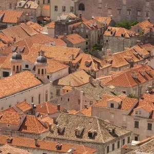 Croatia, Dubrovnik. Historic walled city and UNESCO World Heritage Site, red tile roofs
