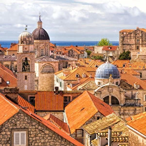 Croatia, Dubrovnik. Red roofs and domes of the old city