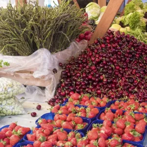 Croatia, Zadar. City Market produce stall bright and colorful. UNESCO Croatia, Zadar. City Market produce stall bright and colorful. UNESCO